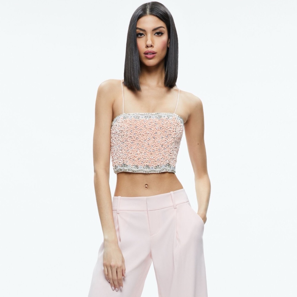 ALICE + OLIVIA Ceresi Embellished Spaghetti Strap Top - Picture 7 of 17